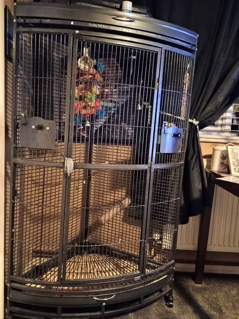 Corner parrot cage 