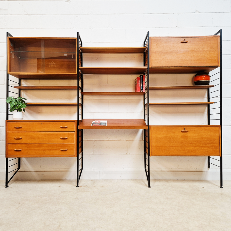Staples Ladderax Vintage 1960s Mid Century 3 Bay Danish Design Cabinet Sideboard Shelf System PG099