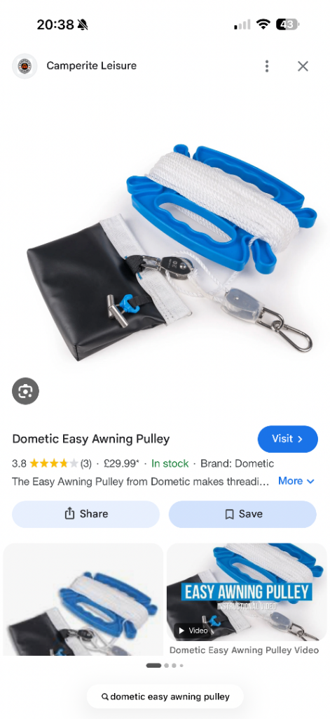 Domestic easy awning pulley