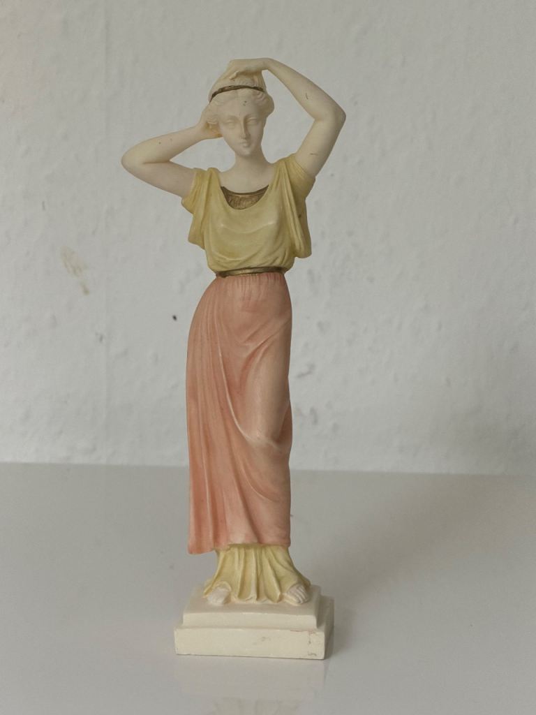 Greek Alabaster Lady Figurine – Hand Painted Decorative Statue