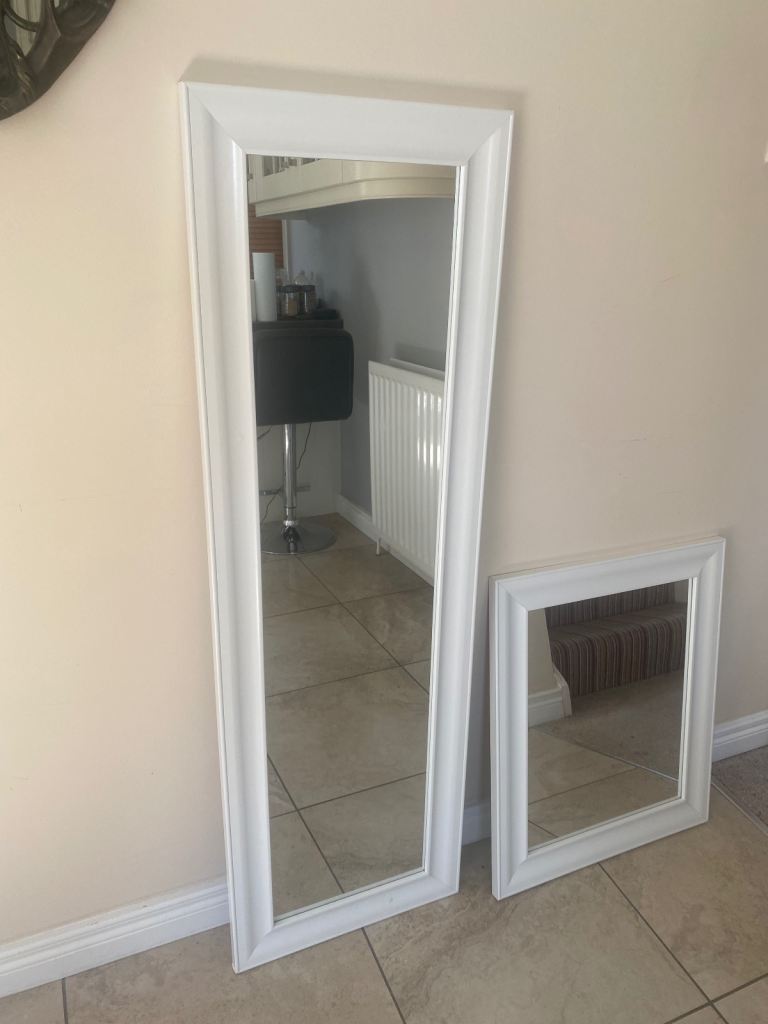 2 x Large White IKEA Wall mirrors perfect 21 x25” & 17x53”