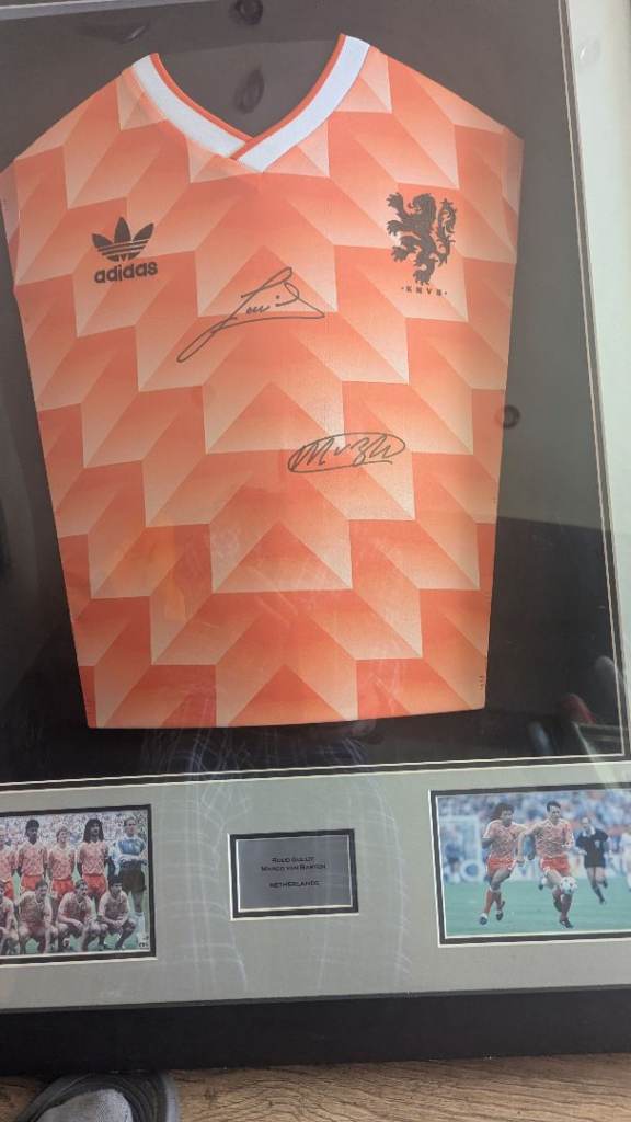 Vintage Adidas Netherlands Football Shirt Framed - Signed
