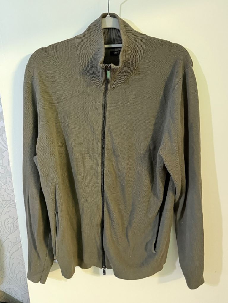 Massimo Dutti Extra Fine Cotton Zip Up Cardigan Size L