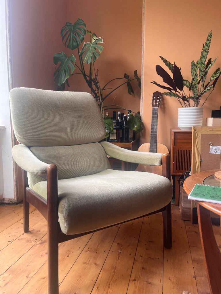 Two matching mid century arm chairs