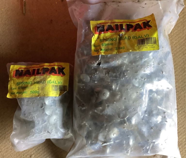 3kgs of 65mm Spring Head (Galv) Nails £3 Reduced