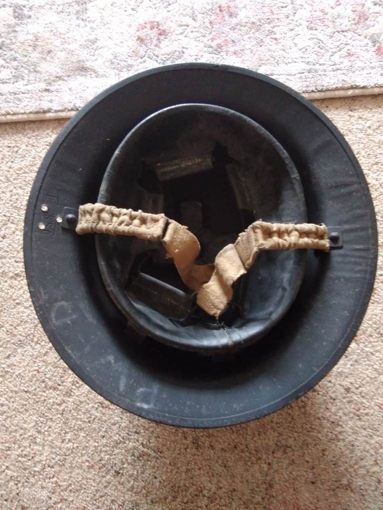 Vintage Black Military Helmet - Fair Condition