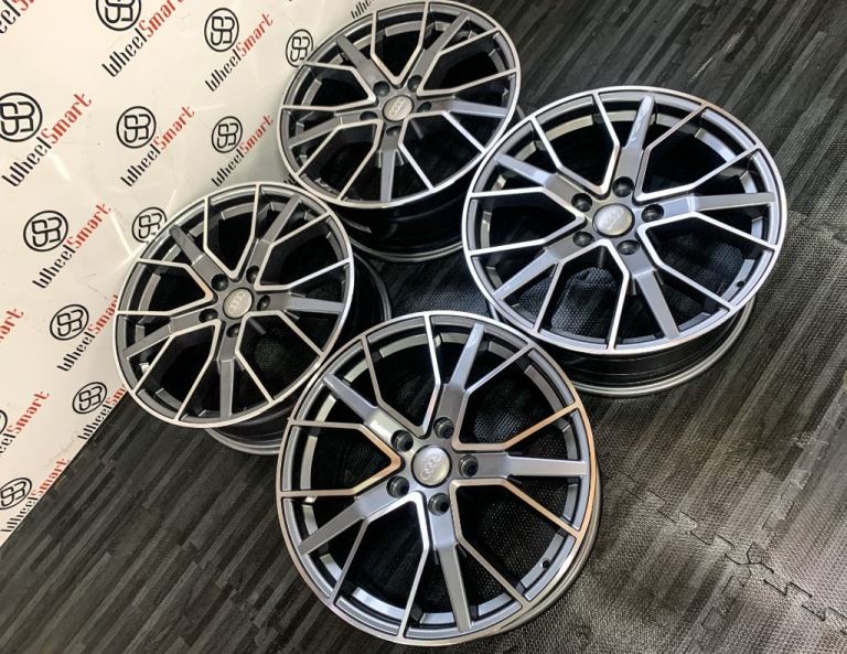 BRAND NEW 19" 20" 21" 22" AUDI RS6 V2 STYLE ALLOY WHEELS - GLOSS GREY POLISHED - 5 X 112