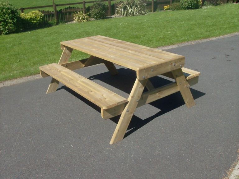 GARDEN TABLE PICNIC BENCH OUTDOORS SUMMER 6FT TABLE TREATED TIMBER