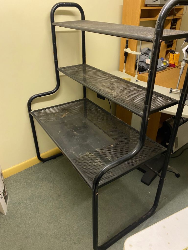Black Metal Desk / Workstation with Shelves