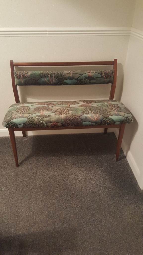 Stunning Multicoloured Vintage Teak Indoor Bench – As Good as New!