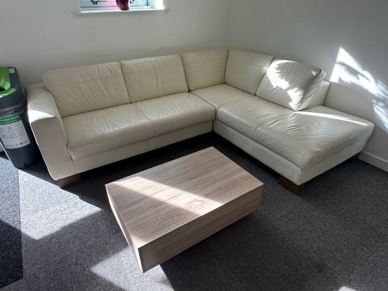 FREE - Cream leather corner sofa 