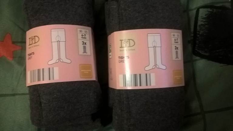 KIDS GREY TIGHTS AGE 6 TO 7 BRAND NEW X2 PACKS