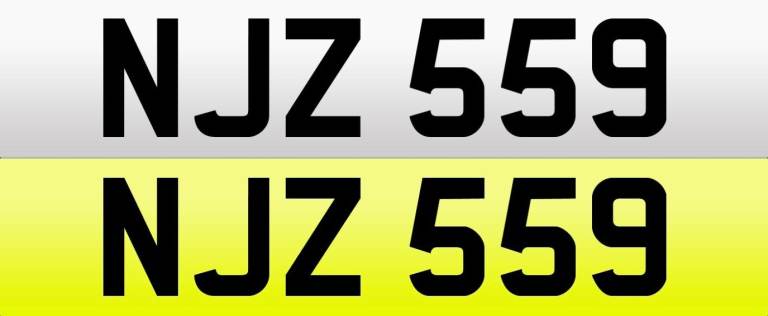 NJZ 559 Dateless Cherish Number Personal Plate Private Reg Short NJ 3 Digit GB UK Registration