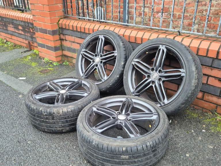 🌟Audi Peelers style 18 inch alloy wheels 5x112 with MATCHING TYRES 7M++ GOLF PASSAT CADDY AUDI