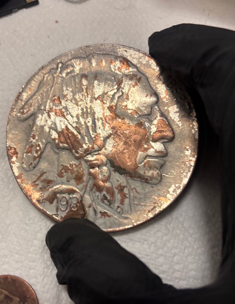 Vintage Buffalo Nickel Style Belt Buckle - 1913 Indian Head Design