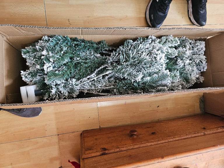 Christmas tree green with white snow affect 