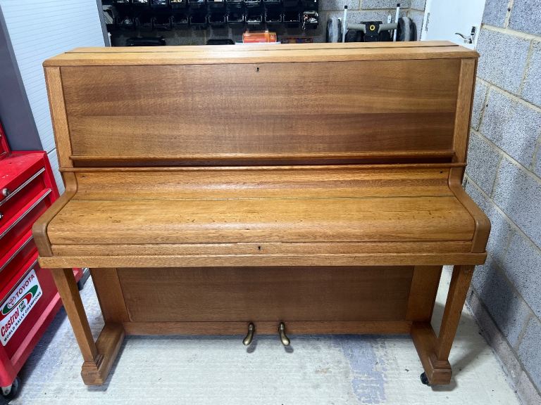 Danemann Upright Piano in Oak with Piano Stool 