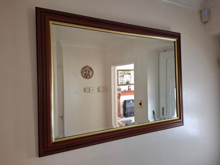 LARGE RECTANGULAR WOODEN MIRROR