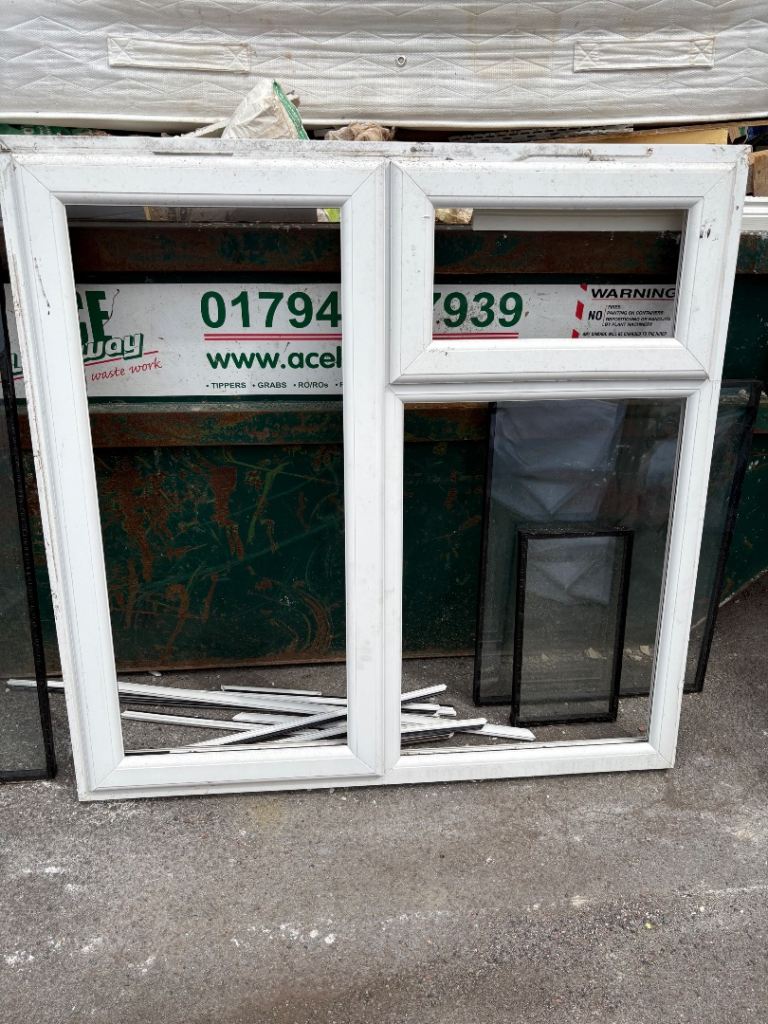 White UPVC Window Frame - Double Glazed, Fair Condition