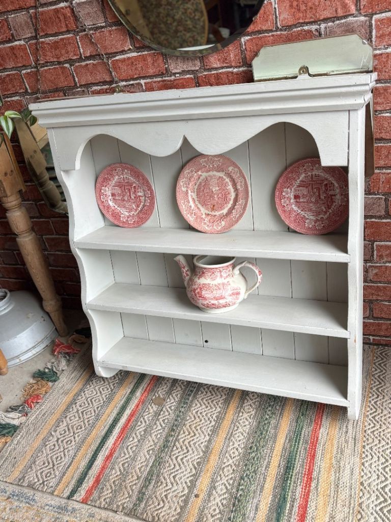 Vintage Country Cottage solid pine painted wall shelf/plate rack | in ...