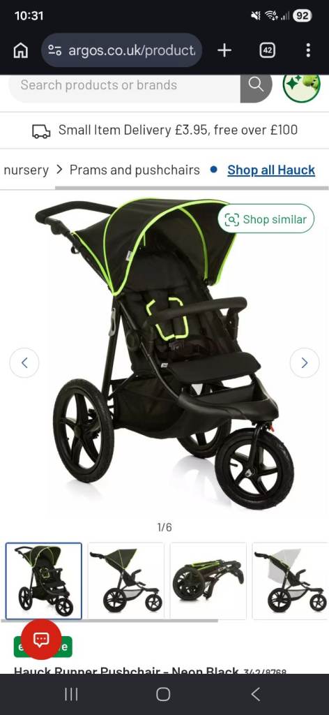 Hauck Runner Pushchair - Neon Black