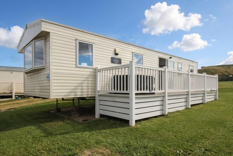 ABI Horizon 2024 static caravan & decking sited at Haven Allhallows, Kent. 3 bed