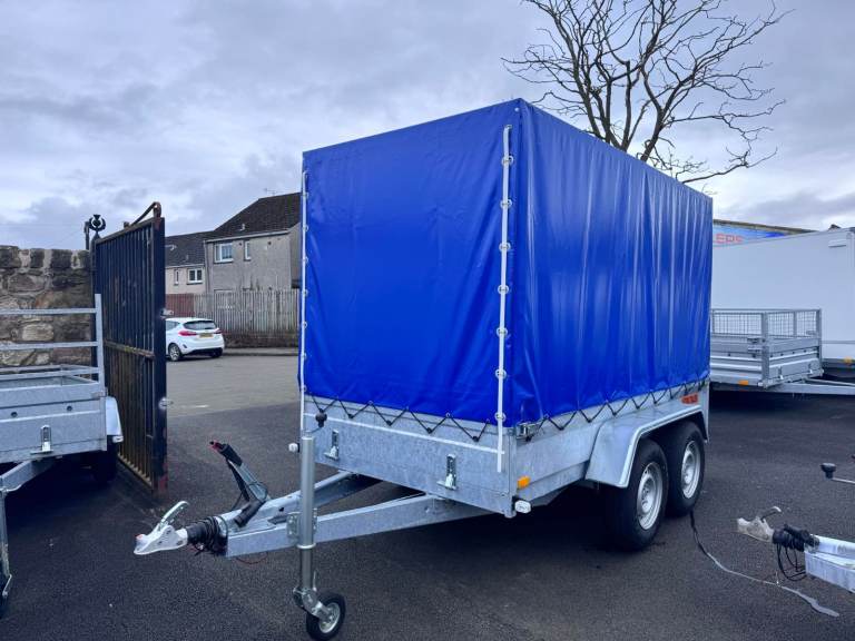 BRAND NEW 10ft x 5ft MASTER HEAVY DUTY TWIN AXLE TRAILER WITH FRAME AND COVER 2700KG