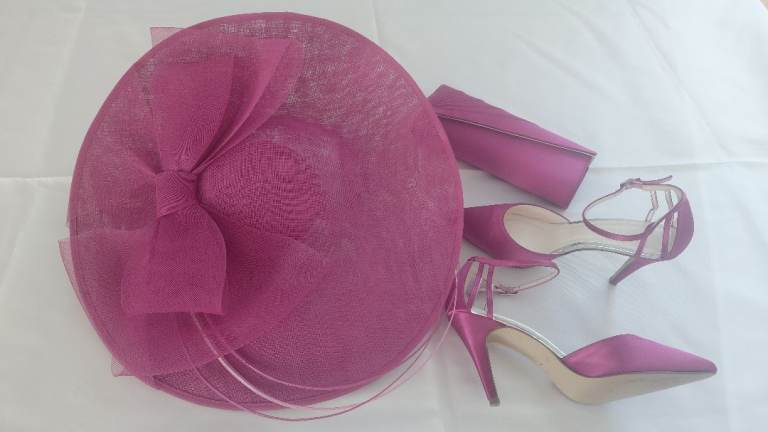 Hat,shoes and bag. appropriate for weddings or race days