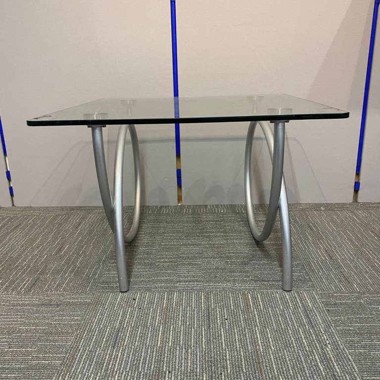 Glass top reception table with chrome loop legs - 2OOF-TA-1069