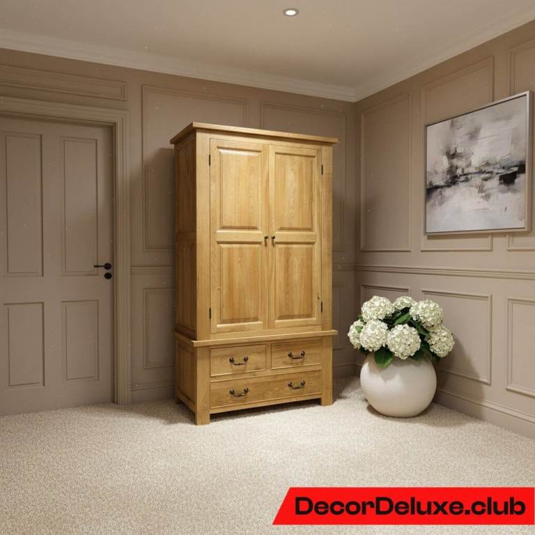 image for Solid Oak Double Wardrobe By Barker & Stonehouse Delivery Available 020A