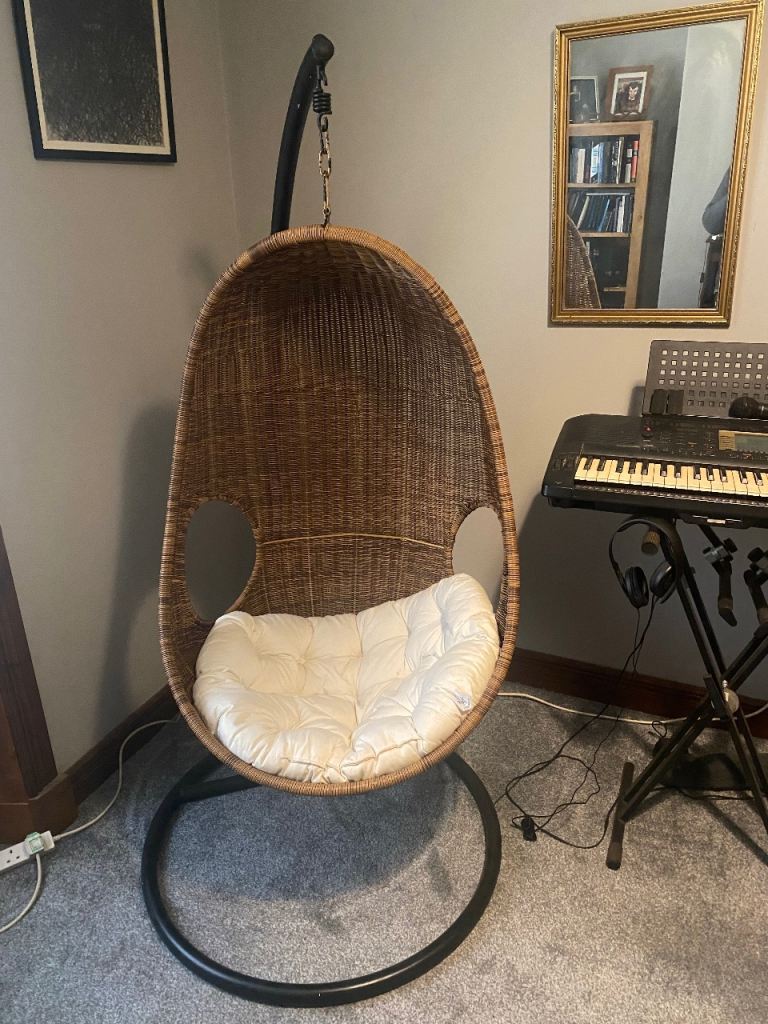 Rattan basket style hanging chair