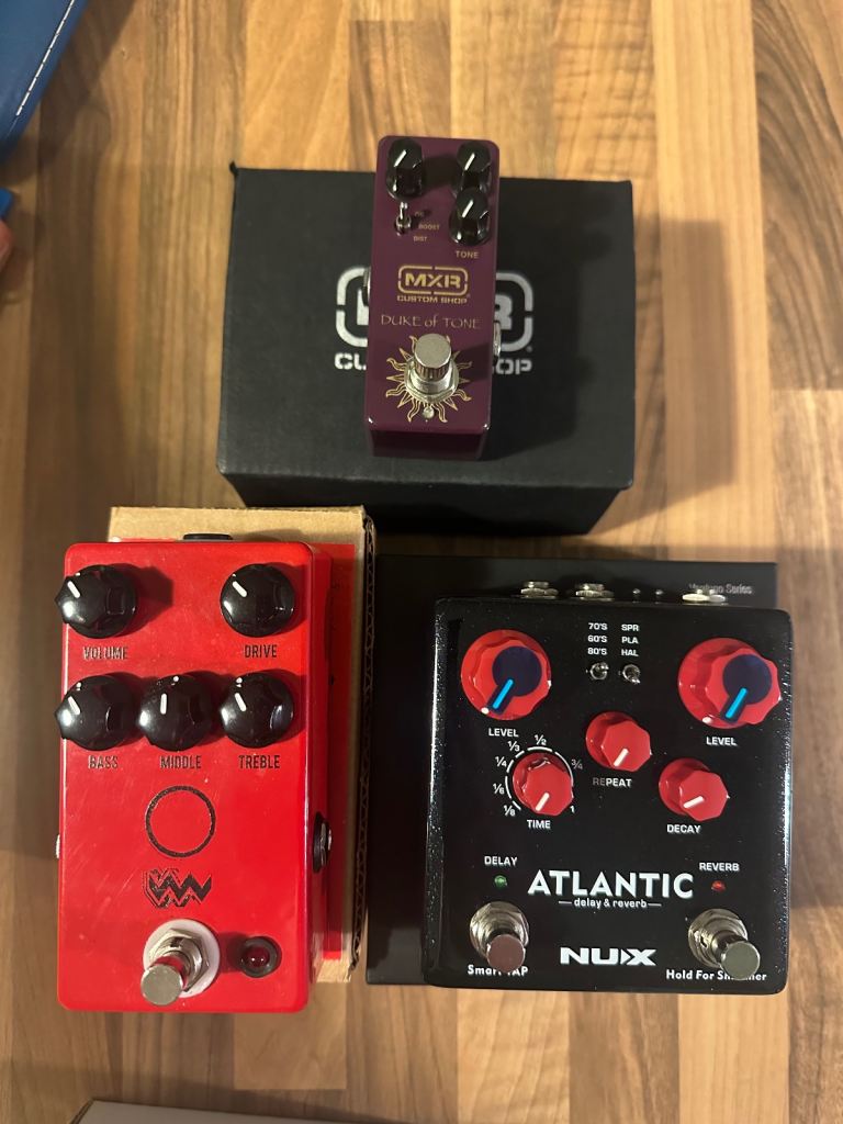 Guitar Pedals - JHS Angry Charlie, MXR Duke of tone, NUX Atlantic