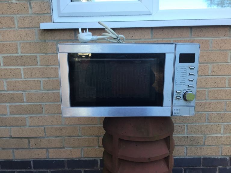 Stainless steel microwave.