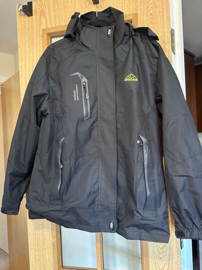 Outdoor Sports Waterproof Jacket - Black, New with Tags