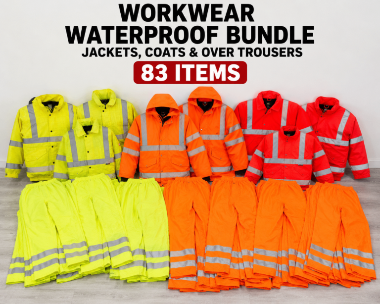 Bundle of 83 Site Hi-Viz Jackets, Coats & Trousers In Different Sizes & Colours