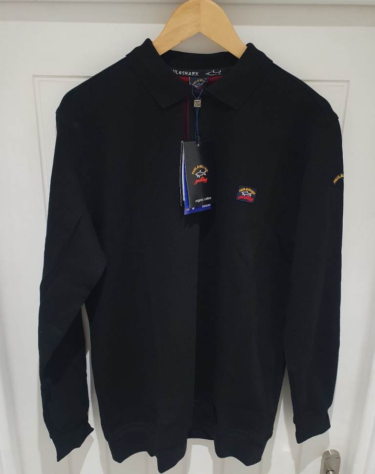 image for Paul & Shark Men's Polo Shirt Jumper Black Size Large Cotton Slim Fit