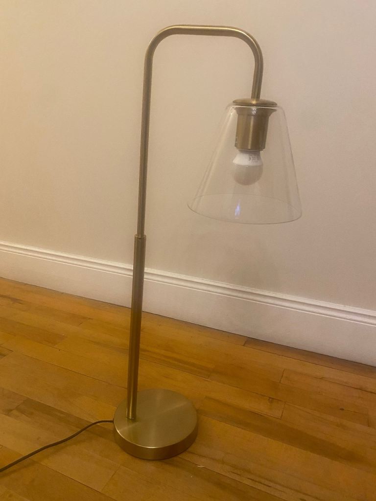 Modern Gold Lamp with Clear Glass Shade – As Good As New