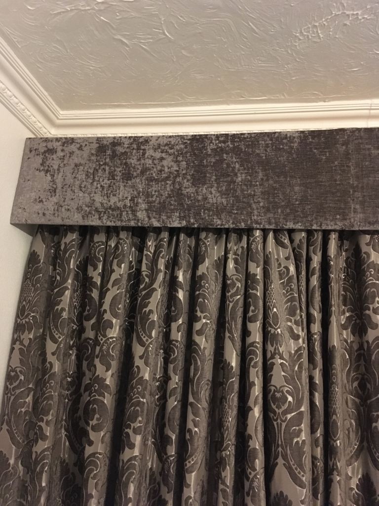 Pelmet in Grey Fabric made by Dunelm
