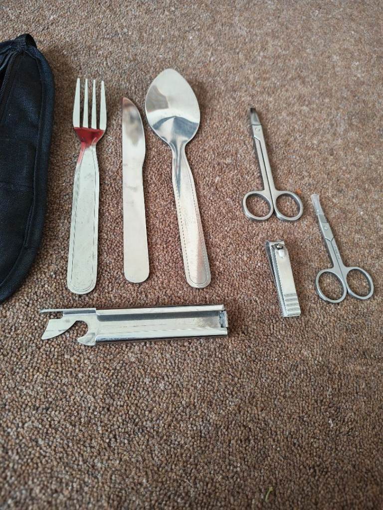 New Eurohike knife fork spoon tin opener, nail clippers and scissors all-in stainless steel.