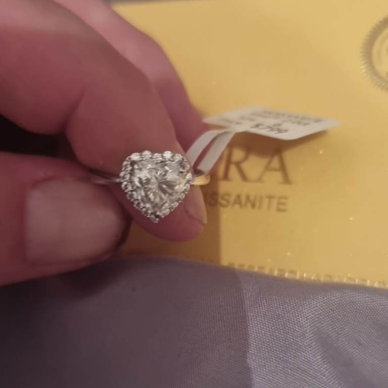 GRA Moissanite Heart Shaped Ring – Silver, New