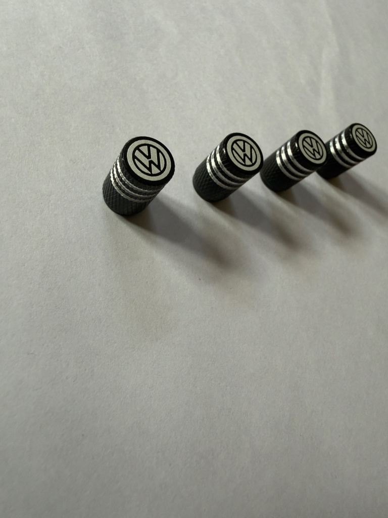 VW Black Wheel Valve Dust Caps X4 Set