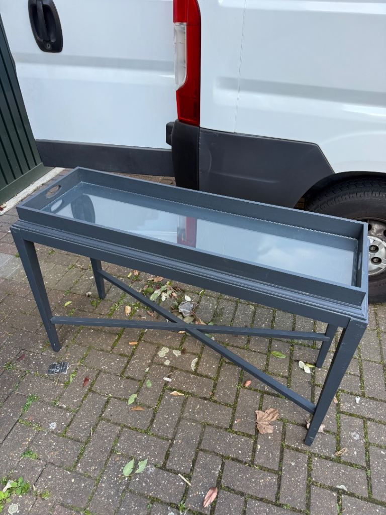 Free delivery metal and glass console table