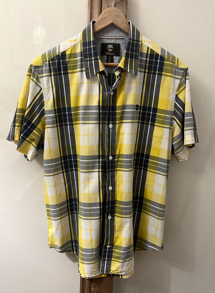Timberland Men's Short Sleeve Plaid Shirt, rare pattern design 