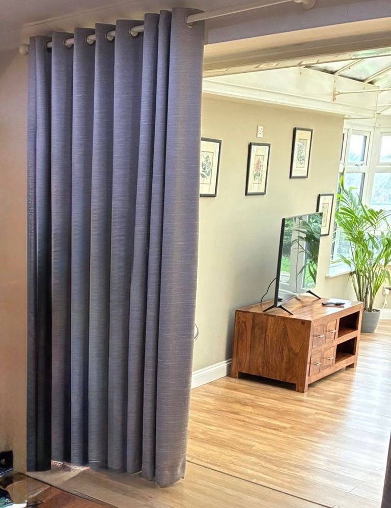 Light grey with silver specs Apollo blinds curtains 