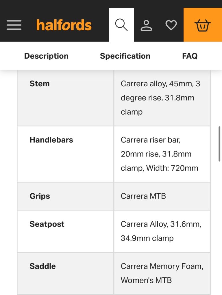 Woman’s Carrera Vengance mountain bike