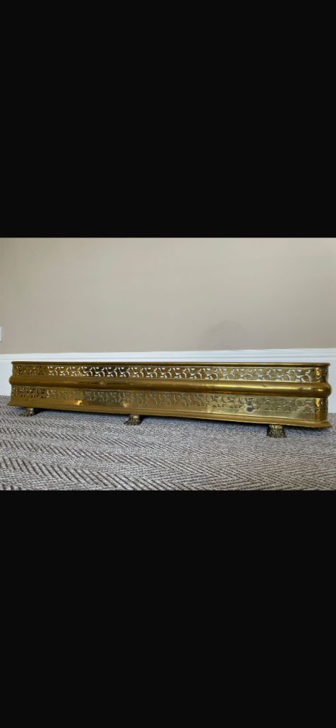 Antique brass fireplace fender 