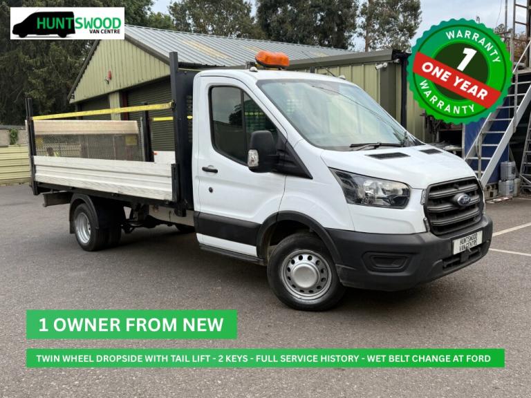 2021 FORD TRANSIT 2.0L DIESEL WHITE DROPSIDE TRUCK TWIN REAR WHEEL - 82K 
