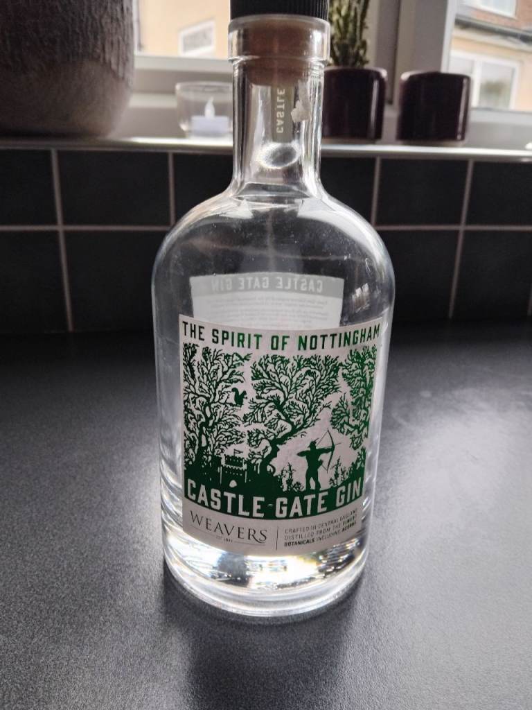 The Spirit of Nottingham empty gin bottle.