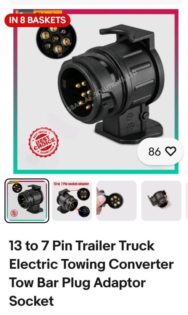 13 to 7 pin Tow Bar Electrical Plug Adapter Socket 