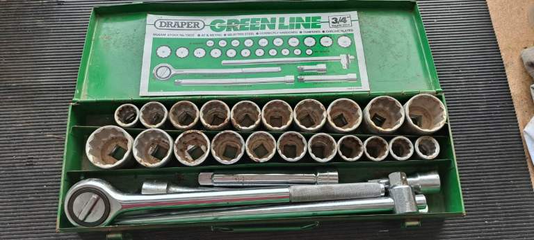 Draper Greenline 26 piece socket set 3/4" square drive MM&AF 